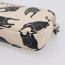Miu Miu Shoulder Bag Leather Beige Silver Auth 200344M-8