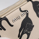 Miu Miu Shoulder Bag Leather Beige Silver Auth 200344M-18