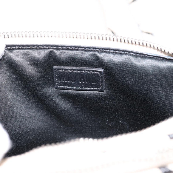 Miu Miu Shoulder Bag Leather Beige Silver Auth 200344M