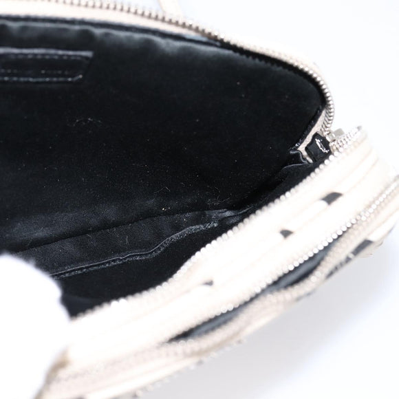 Miu Miu Shoulder Bag Leather Beige Silver Auth 200344M