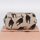 Miu Miu Shoulder Bag Leather Beige Silver Auth 200344M-12