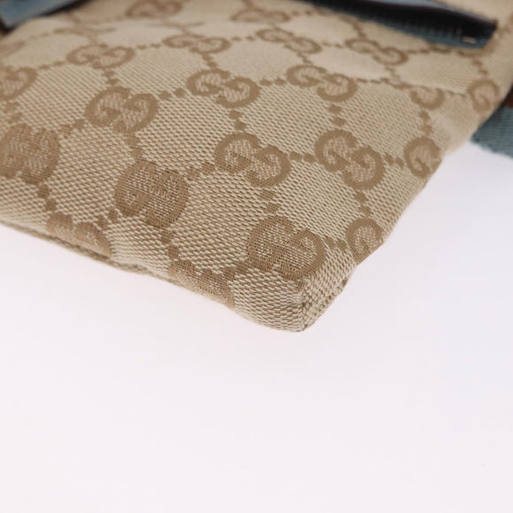 GUCCI GG Canvas Sherry Line Waist Bag Outlet Beige Silver 162962 Auth 200345A