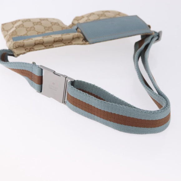 GUCCI GG Canvas Sherry Line Waist Bag Outlet Beige Silver 162962 Auth 200345A
