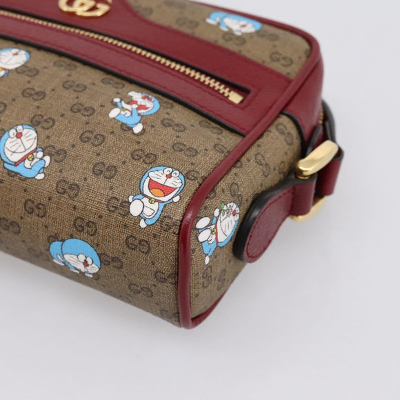 GUCCI Micro GG Doraemon Shoulder Bag PVC Leather Beige 647784 Auth 200346M