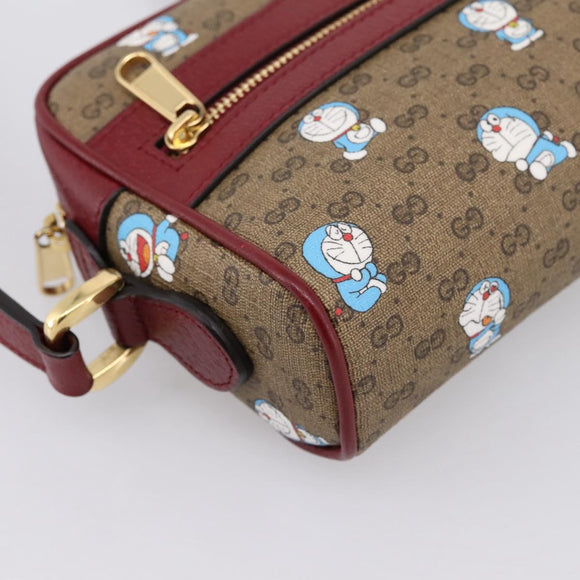 GUCCI Micro GG Doraemon Shoulder Bag PVC Leather Beige 647784 Auth 200346M