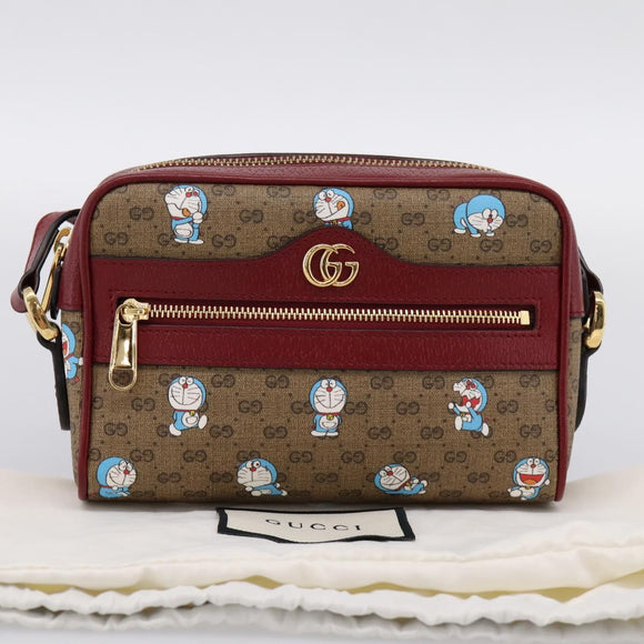 GUCCI Micro GG Doraemon Shoulder Bag PVC Leather Beige 647784 Auth 200346M