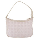 CHANEL New Travel Line Hand Bag Canvas Beige Gold Tone CC Auth 200347A-3