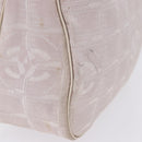 CHANEL New Travel Line Hand Bag Canvas Beige Gold Tone CC Auth 200347A-6