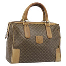 CELINE Macadam Hand Bag PVC Leather Beige Gold Tone Auth 200348-1