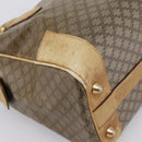 CELINE Macadam Hand Bag PVC Leather Beige Gold Tone Auth 200348-16
