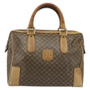 CELINE Macadam Hand Bag PVC Leather Beige Gold Tone Auth 200348-13