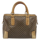 CELINE Macadam Hand Bag PVC Leather Beige Gold Tone Auth 200348-2