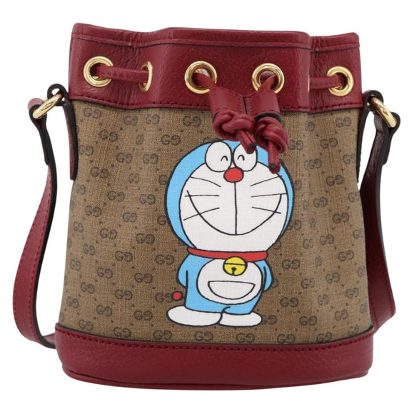 GUCCI Micro GG Doraemon Shoulder Bag 647801 Beige Gold Tone 647801 Auth 200352M