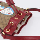 GUCCI Micro GG Doraemon Shoulder Bag 647801 Beige Gold Tone 647801 Auth 200352M-6