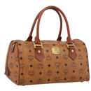 MCM Vicetos Hand Bag PVC Leather Brown Gold Tone Auth 200353-1