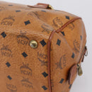 MCM Vicetos Hand Bag PVC Leather Brown Gold Tone Auth 200353-15