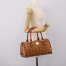 MCM Vicetos Hand Bag PVC Leather Brown Gold Tone Auth 200353-21