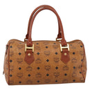 MCM Vicetos Hand Bag PVC Leather Brown Gold Tone Auth 200353-2