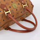 MCM Vicetos Hand Bag PVC Leather Brown Gold Tone Auth 200353-7