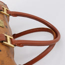 MCM Vicetos Hand Bag PVC Leather Brown Gold Tone Auth 200353-8