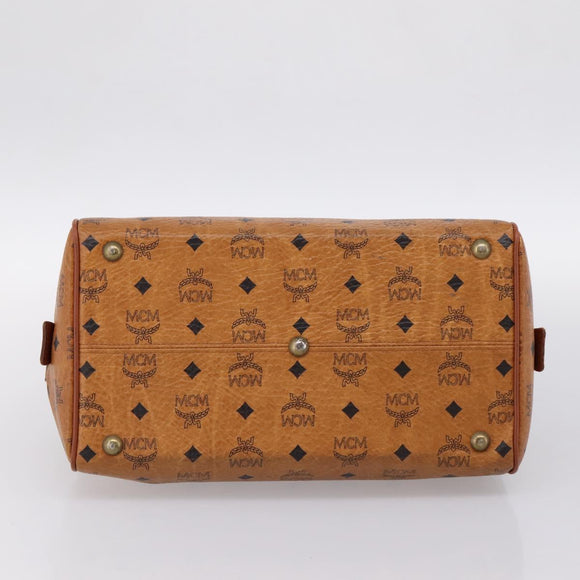 MCM Vicetos Hand Bag PVC Leather Brown Gold Tone Auth 200353