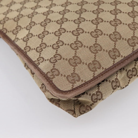 GUCCI GG Canvas Shoulder Bag Beige Silver 92560 Auth 200354