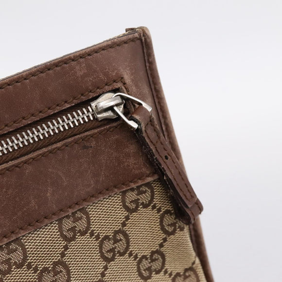 GUCCI GG Canvas Shoulder Bag Beige Silver 92560 Auth 200354