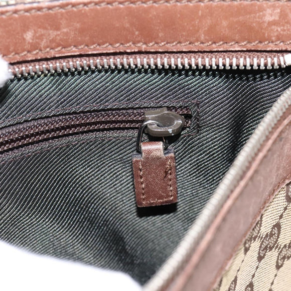 GUCCI GG Canvas Shoulder Bag Beige Silver 92560 Auth 200354