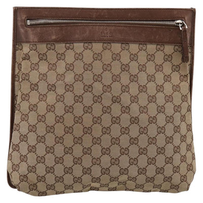GUCCI GG Canvas Shoulder Bag Beige Silver 92560 Auth 200354 - 0