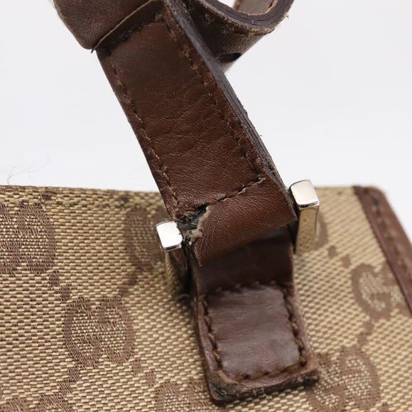 GUCCI GG Canvas Shoulder Bag Beige Silver 92560 Auth 200354