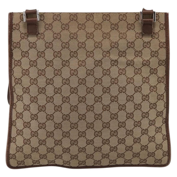 GUCCI GG Canvas Shoulder Bag Beige Silver 92560 Auth 200354