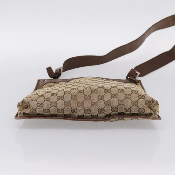 GUCCI GG Canvas Shoulder Bag Beige Silver 92560 Auth 200354
