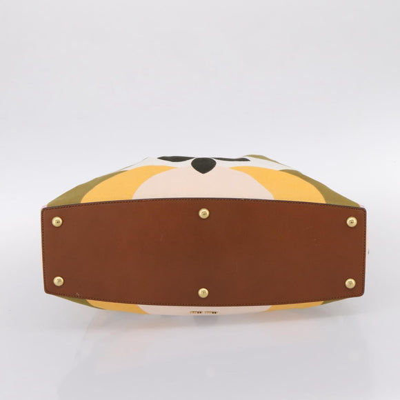 Miu Miu Hand Bag Canvas Multicolor Gold Tone Auth 200355A