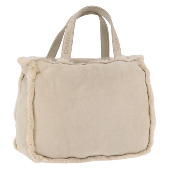 CHANEL Mouton Hand Bag Beige CC Auth 200356A