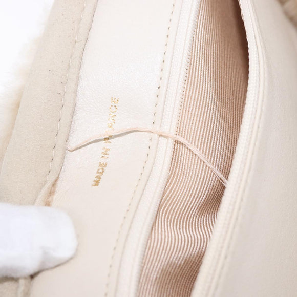 CHANEL Mouton Hand Bag Beige CC Auth 200356A