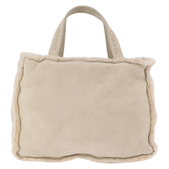 CHANEL Mouton Hand Bag Beige CC Auth 200356A