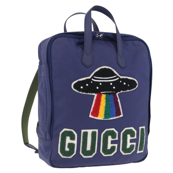 GUCCI RON HERMAN Backpack Canvas Navy Silver 477875 Auth 200358M
