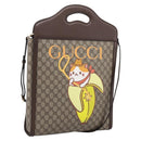 GUCCI GG Supreme Bananya Hand Bag PVC 2way Beige Gold Tone 703793 Auth 200361M-1