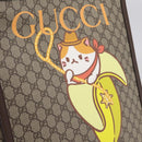 GUCCI GG Supreme Bananya Hand Bag PVC 2way Beige Gold Tone 703793 Auth 200361M-19