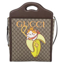 GUCCI GG Supreme Bananya Hand Bag PVC 2way Beige Gold Tone 703793 Auth 200361M-13