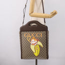 GUCCI GG Supreme Bananya Hand Bag PVC 2way Beige Gold Tone 703793 Auth 200361M-24