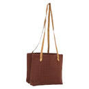 HERMES Amedaba Cabas Du Poche Shoulder Bag Canvas Brown Gold Tone Auth 200362A-1