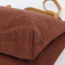 HERMES Amedaba Cabas Du Poche Shoulder Bag Canvas Brown Gold Tone Auth 200362A-12