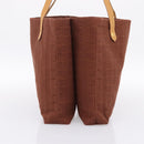 HERMES Amedaba Cabas Du Poche Shoulder Bag Canvas Brown Gold Tone Auth 200362A-4