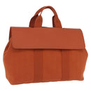 HERMES Valparaiso Hand Bag Canvas Orange Silver Auth 200363V-1