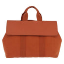 HERMES Valparaiso Hand Bag Canvas Orange Silver Auth 200363V-13