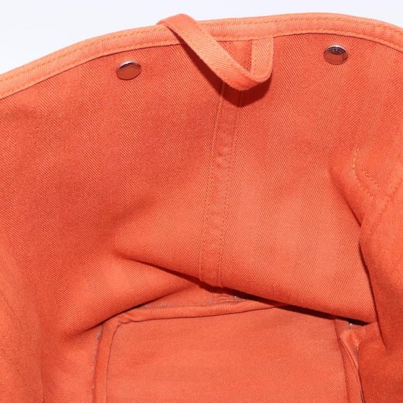 HERMES Valparaiso Hand Bag Canvas Orange Silver Auth 200363V