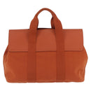 HERMES Valparaiso Hand Bag Canvas Orange Silver Auth 200363V-2