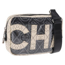 CHANEL Camelia Shoulder Bag Leather White Black CC Auth 200364SAM-1