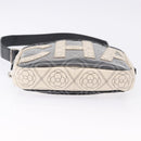 CHANEL Camelia Shoulder Bag Leather White Black CC Auth 200364SAM-5